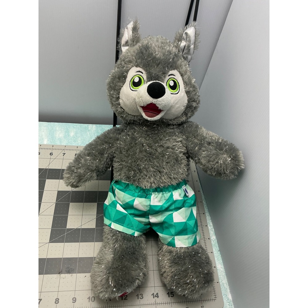 Great Wolf Lodge 55th Anniversary Wiley the Wolf Plush Grey Tinsel 16 Inch